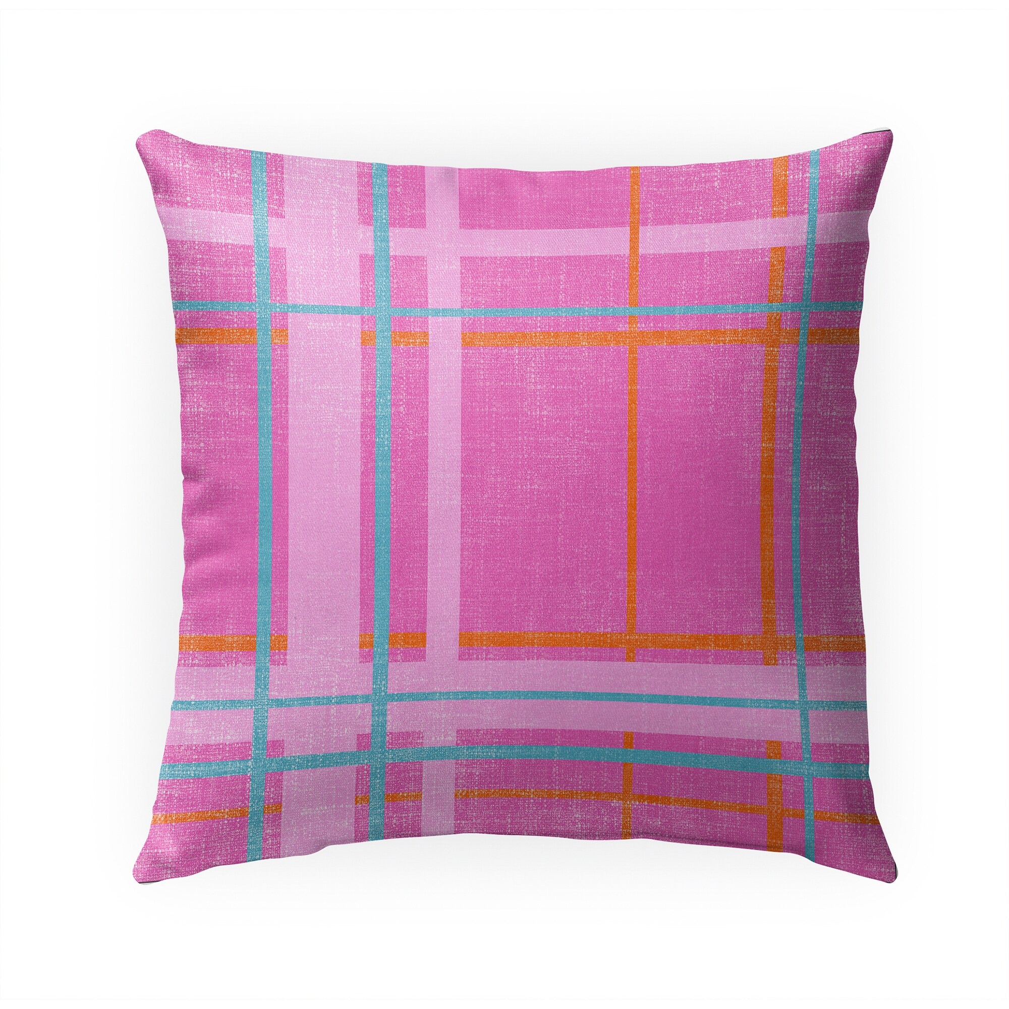 PREPPY PLAID FUCHSIA Indoor Outdoor Pillow by Kavka Designs